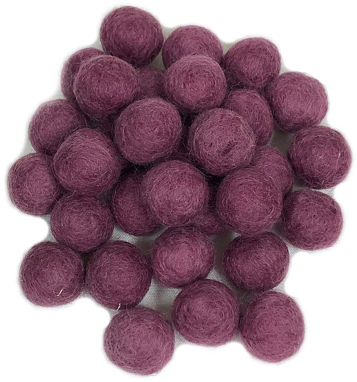 Yarn Place Felt Balls - 100 Pure Wool Beads 20mm Mulberry